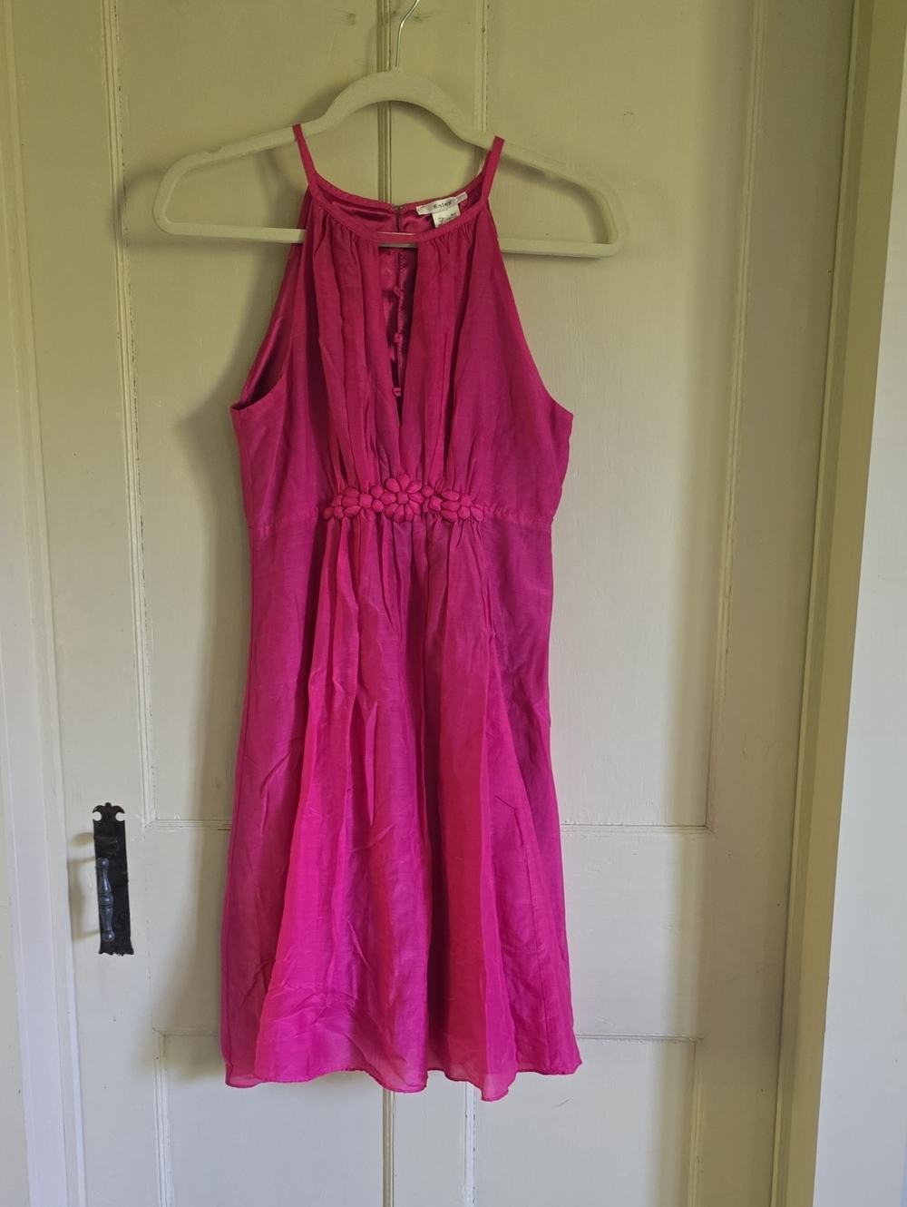 Esley Fuchsia Halter Dress with Braided Waist Detail